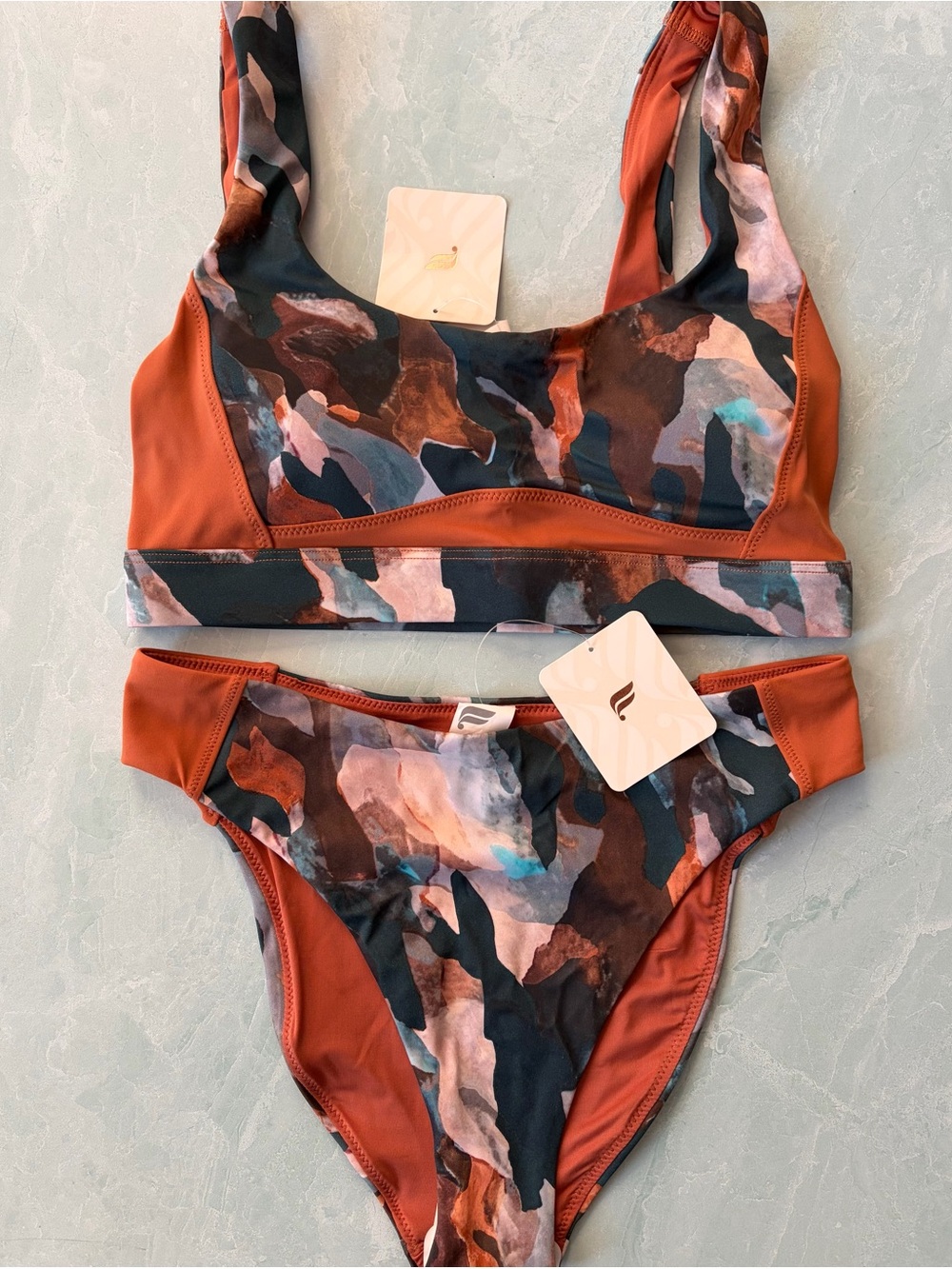 Fabletics Rust Multi-Print Bikini Set